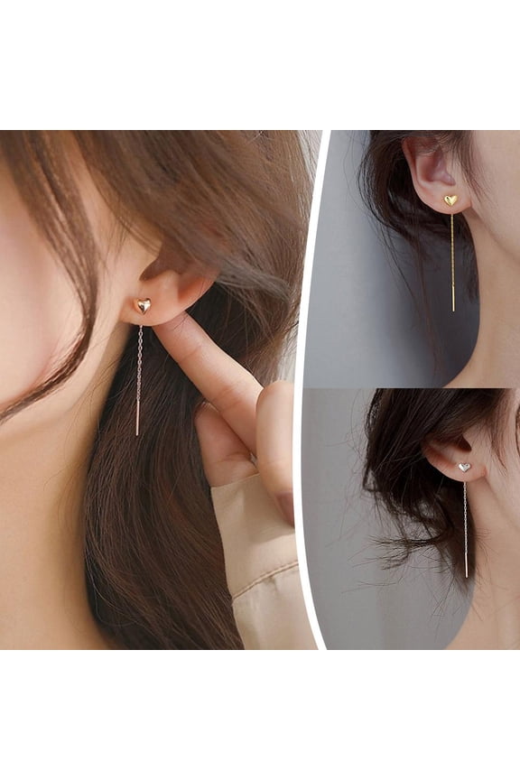 Gold Heart Earrings For Women Ins Trend 2022 New Korean Temperament Long Heart-Shaped Tassel Earrings To Show Face Thin Earrings