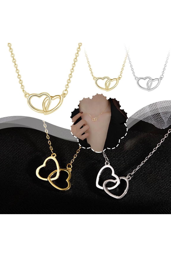 SSKFHGI Gold Heart To Heart Necklace Simple Love Necklace Female Clavicle Necklace Female Niche Design Sense Internet Celebrity Ins Style Jewelry Gift