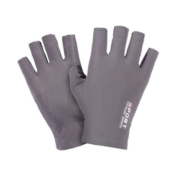 SSKFHGI Gray Half Finger (B) Men'S $ Ice Silk Gloves Half Finger Cycling Sports Fitness Men'S Driving High Elastic Comfortable Sun Protection Gloves