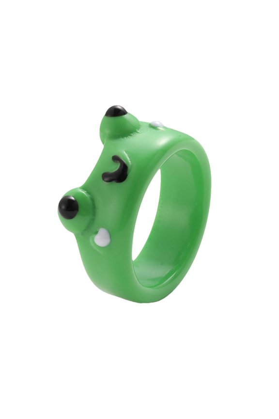 Green Frog Ring Popular Frog Resin Ring Colorful Personality Animal Cartoon Cute Finger Ring Lonely Frog