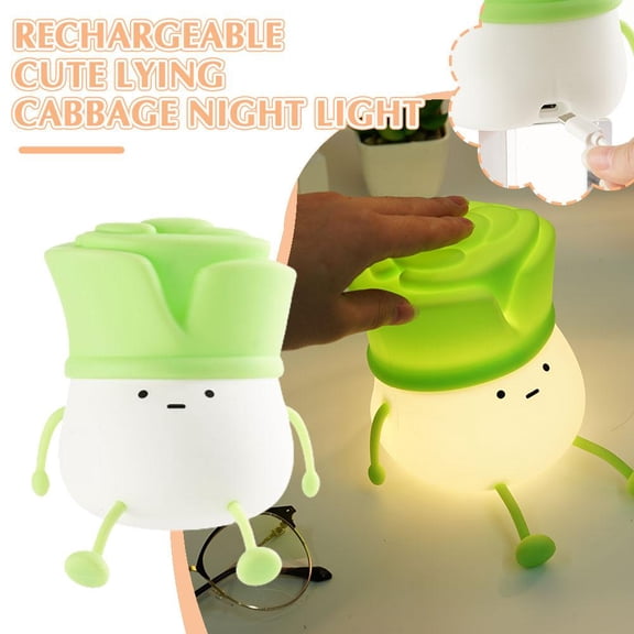 SSKFHGI Green Leleduo New Night Light Chive Silicone Lamp Girl Children'S Bedroom Charging Decompression Creative Night Light Gift