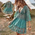 thumbnail image 1 of SSKFHGI Green One-Size European And American New V-Neck Lace Embroidery Sun Protection Clothing Sexy Bikini Swimsuit Beach Coverup Female, 1 of 7