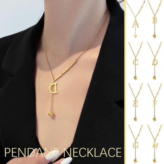 SSKFHGI H Letter Necklace 26 Letter Simple Necklace Women'S Versatile Niche Design Clavicle Chain Korean Version Of Cold Style