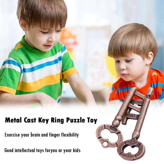 SSKFHGI Key Lock Puzzle Vintage Classic Metal Brain Teaser IQ Test Toys for Adults Kids