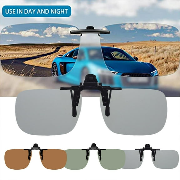 SSKFHGI Leader Square High Quality Polarised Flip up Clip On Sunglasses Brown UK SELLER