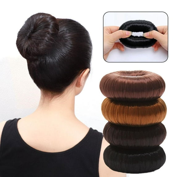 SSKFHGI Light Brown Korean Wig Flower Bud Head Hair Doughnut Hair Tools Ponytail Hair Rope