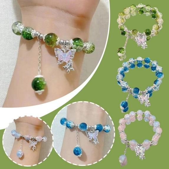 SSKFHGI M479+480+481 Three-Piece Bracelet Student Burst Flower Beaded Bracelet Seven-Color Cartoon Crystal Bracelet Gift Box For Girlfriends