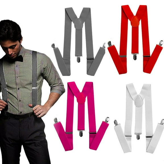 SSKFHGI MENS WIDE HEAVY DUTY X SHAPE BRACES ELASTIC SUSPENDERS TROUSER CLIPS