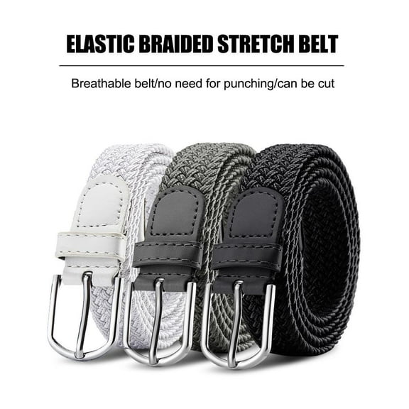SSKFHGI Men BeltElastic Braided Belt Unisex Braided Elastic Woven Web Stretch Belt