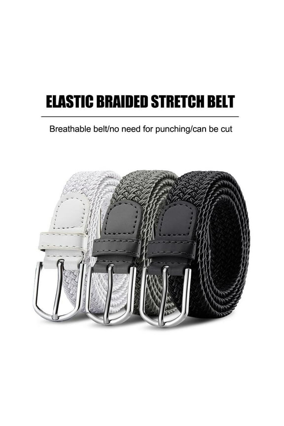 Men BeltElastic Braided Belt Unisex Braided Elastic Woven Web Stretch Belt