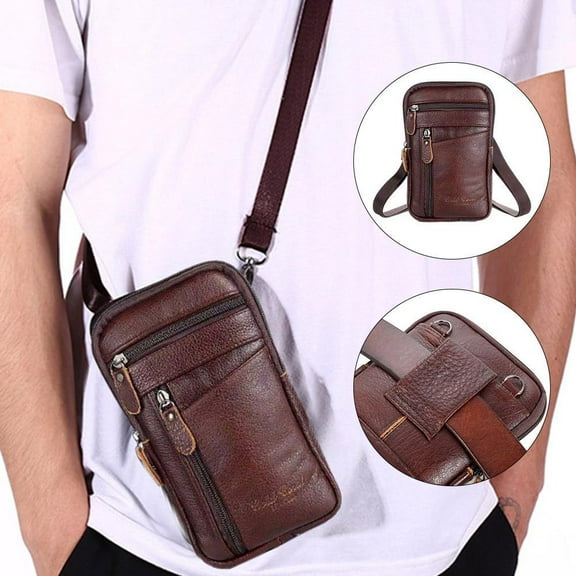SSKFHGI Mens Genuine Leather Fashion Phone Pouch Belt Bag Shoulder Crossb Waist
