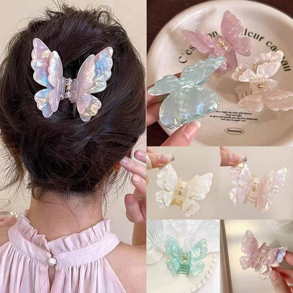 SSKFHGI Mermaid Princess White Korean Acetate Bow Clip Summer Half-Tied Hairpin 2024 New High-Grade Colorful Clip Hair Accessories