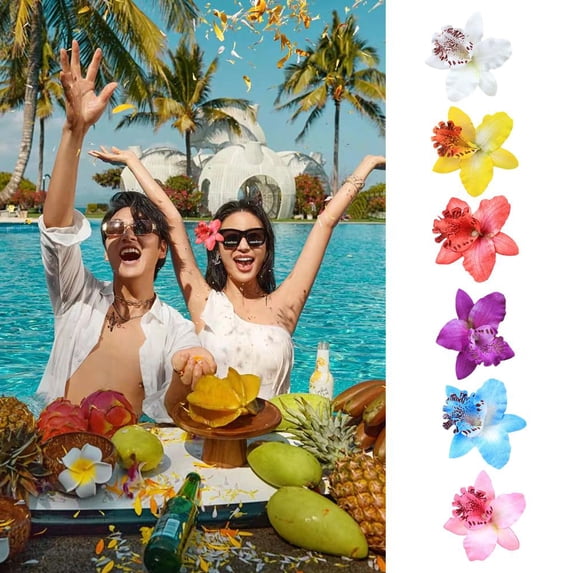 SSKFHGI Multicolored Women Big Chiffon Orchid Flower Bohemian Hair B1X0 Cl Flowers