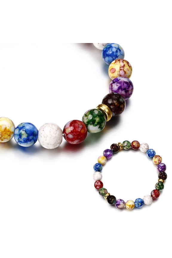 Natural Stone Bead Bracelet Men Women Tiger Eye Turquoise Gift us Bangle