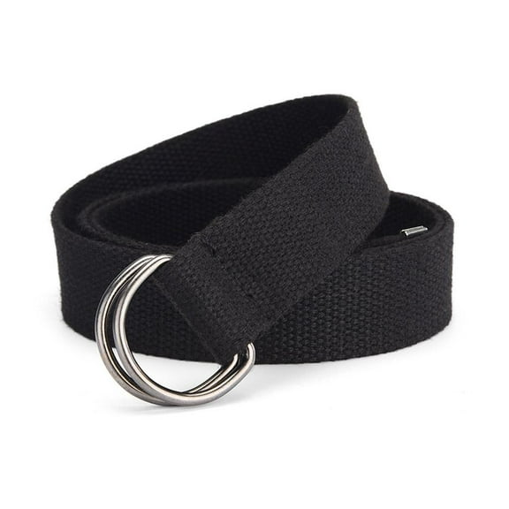 SSKFHGI Non Porous Elongated Canvas Belt with Simple Double Loop Bbuckle Unisex