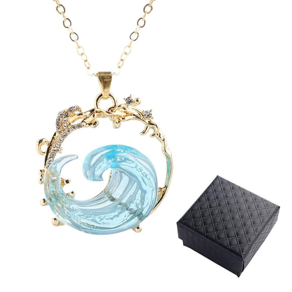 SSKFHGI OceanS Oath Jewelry Boho Blue Ocean Wave Necklace Earrings Rings Set