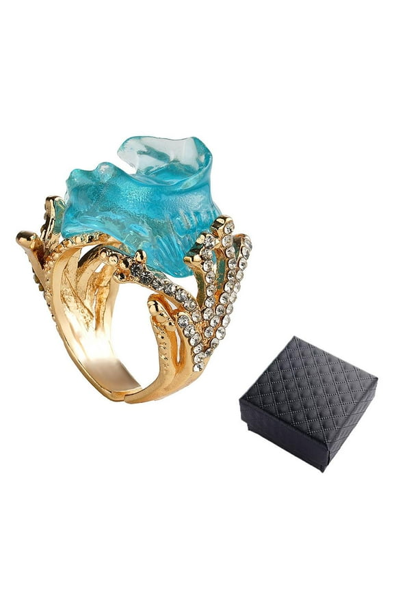 SSKFHGI OceanS Oath Jewelry Boho Blue Ocean Wave Necklace Earrings Rings Set