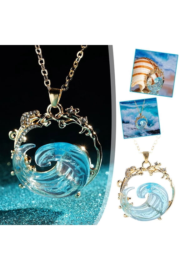 Oceans Oath Jewelry Set Boho Blue Ocean Wave Necklace Earring Rings S Nice J3