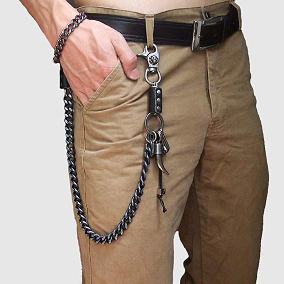 SSKFHGI Pants Chain Punk Hip Hop Skull Chain Vintage Gothic Rock Jean Trousers Waist Wallet Key Chain for Men Women Metal Clothing Accessories