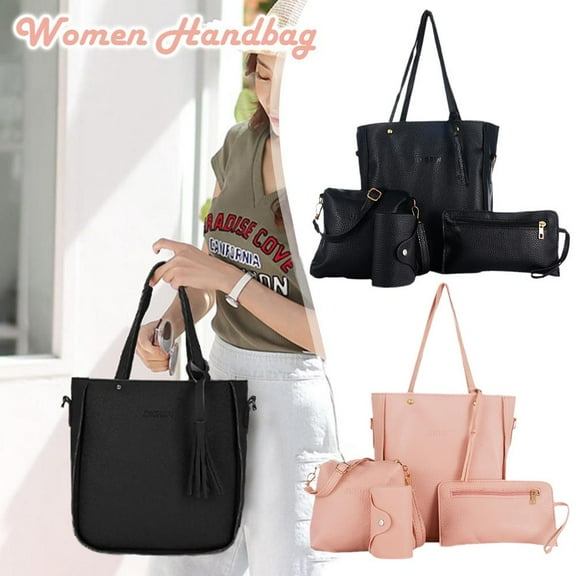 SSKFHGI Pink Four-Piece Women'S Bag Fashionable And Simple European And American Versatile Handbags With Large Capacity Women'S Bag Trend