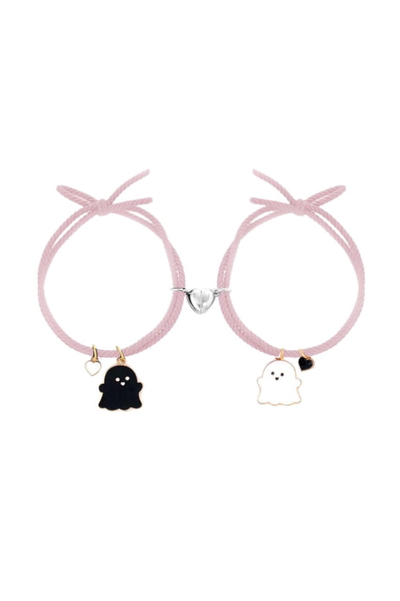 Pink Rope A Pair Of Ghost Couple Bracelets A Pair Of Boyfriend Small Leather Case Love Attraction Bracelet Female Small Rubber Band