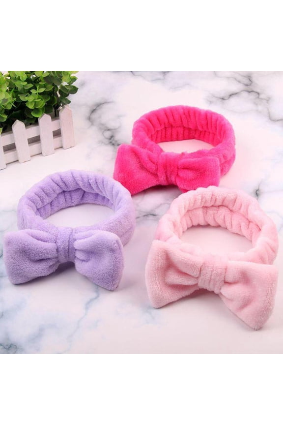SSKFHGI Pure Color Coral Fleece Bow Hair Band Face Wash Hair X2Z2 Elastic T9Z0 L2G3