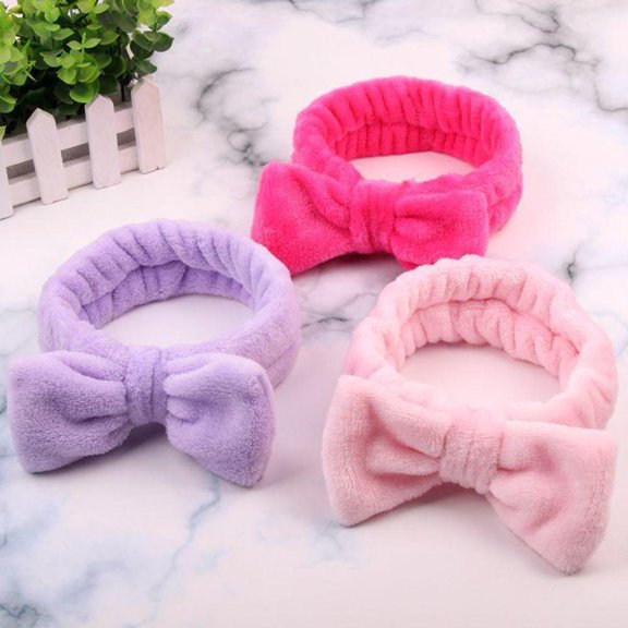 SSKFHGI Pure Color Coral Fleece Bow Hair Band Face Wash Hair X2Z2 Elastic T9Z0 L2G3