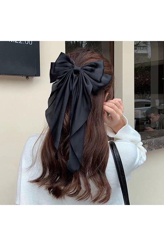 Q-66 Beige Bow Ribbon Hairpin Bow Ribbon Hairpin Simple Retro Fabric Back Head Spring Clip Women'S Hair Accessories