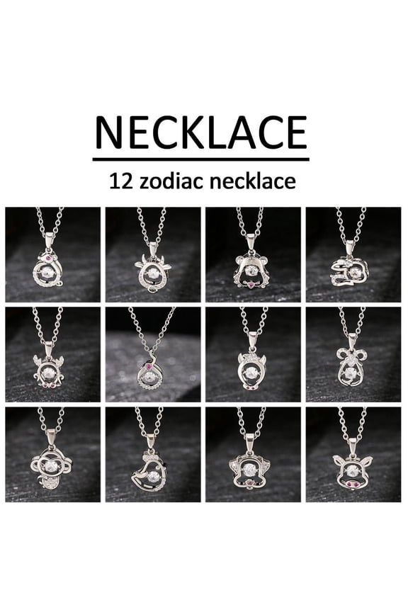 SSKFHGI Rat Zodiac Dynamic Necklace For Women, Micro-Inlaid Personality, Internet Celebrity Titanium Steel Necklace, Birth Year Pendant