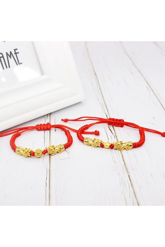 SSKFHGI Red String Double Pixiu Ingot Double Pixiu Red String Bracelet