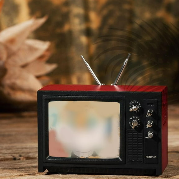 SSKFHGI Red Vintage Old Style Miniature TV W Picture Doll House Furniture Model Ne