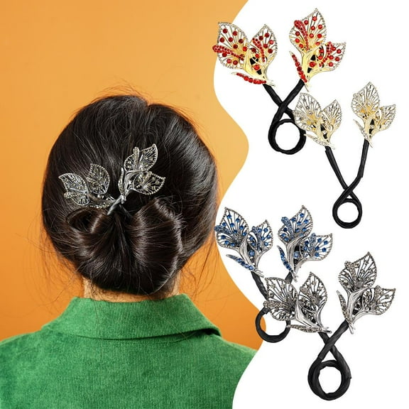 SSKFHGI Rhinestone Flower Hair Clip Ball Hair Clip Flower Hair Bun Roller Flower Hair Clip Lazy Hair Curler Deft Bun Maker Elegant Hair Clip for Women