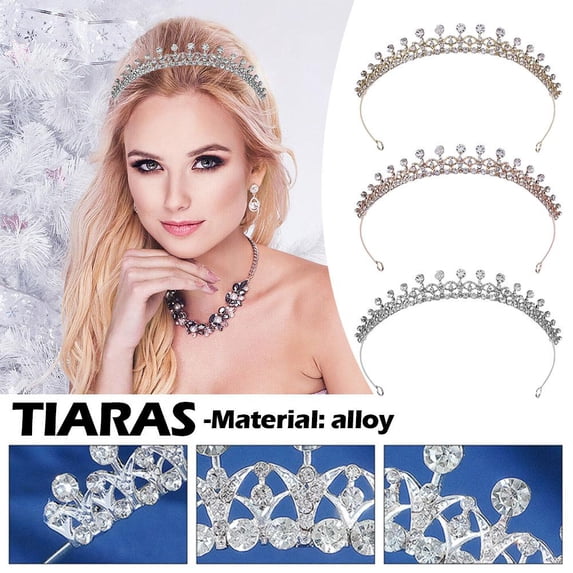 SSKFHGI Rose Gold European And American Simple Bridal Small Crown Headband With Diamond Hair Accessories Alloy Rhinestone Princess Birthday Crown Wedding Headdress