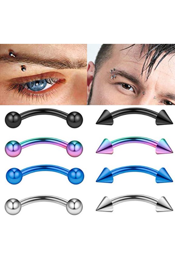 Round Mixed Color #10 Packs 10/Pack Stainless Steel Eyebrow Nails Conical Curved Rod Titanium Steel Lip Nails Ear Bone Nails
