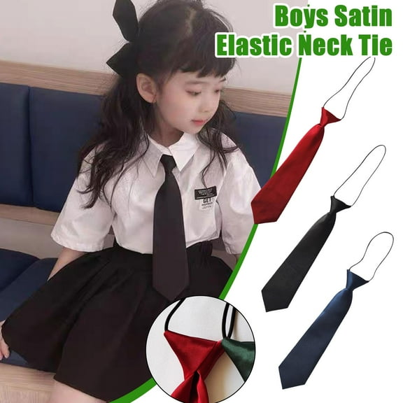 SSKFHGI Satin Elastic Neck Tie For Wedding Prom christening Kids Children Ties ZY