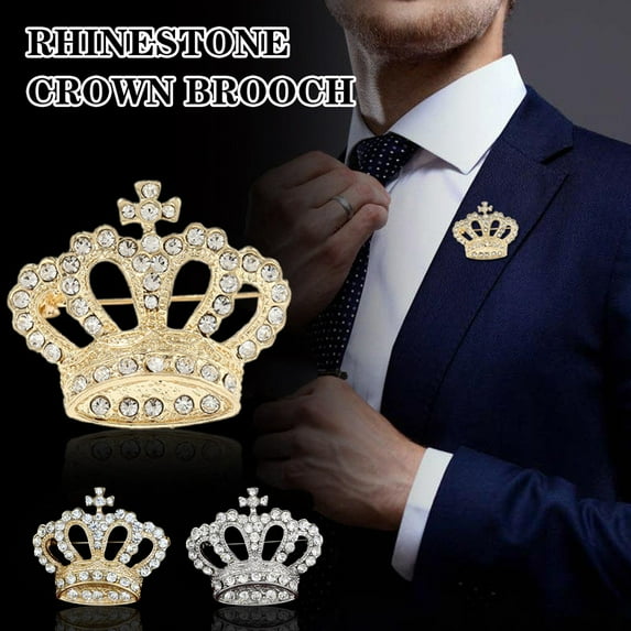 SSKFHGI Silver Diamond Crown Brooch Pin Electroplated Alloy Jewelry Accessories