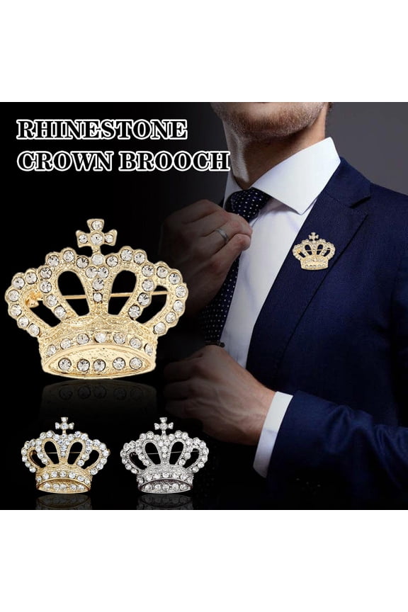 Silver Diamond Crown Brooch Pin Electroplated Alloy Jewelry Accessories