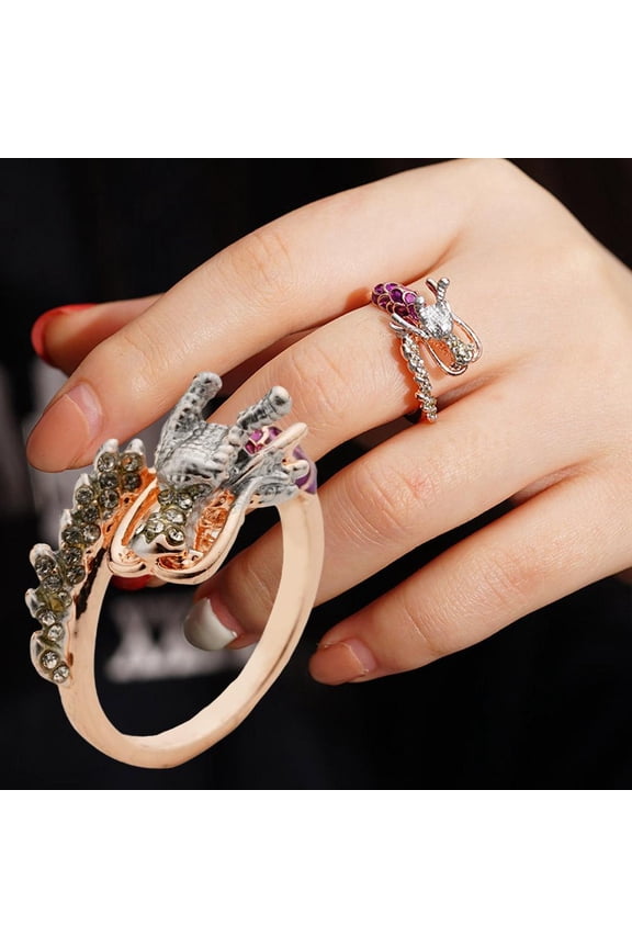 Silver Dragon Head Punk Party Women Jewelry Gifts N W E W2X3