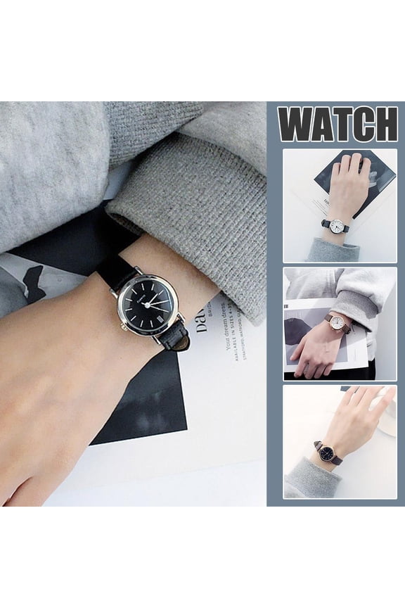 SSKFHGI Silver Shell Black Belt Black Face New Korean Style Trend Simple Personality Retro Harajuku Style Student Men And Women Quartz Belt Couple Watch