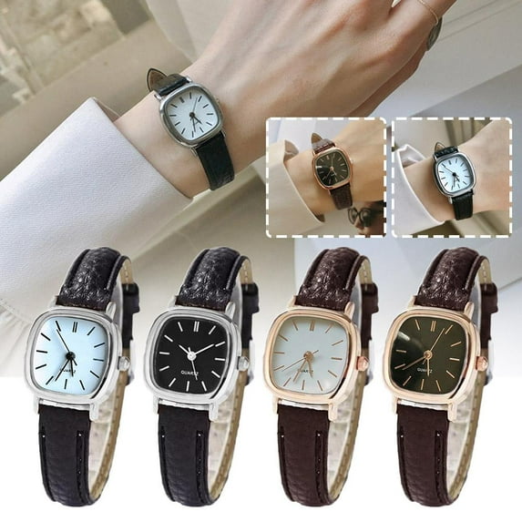 SSKFHGI Silver Shell Black Belt White Surface New Korean Style Trend Simple Personality Retro Harajuku Style Student Men And Women Quartz Belt Couple Watch