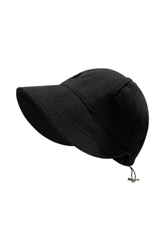 SSKFHGI (Spring And Autumn Style) Graphite Black-Waffle 54-60cm Sun Protection Fisherman Hat Women 2023 New Spring And Autumn Plain Face Covering Suitable For Round Face And Large Head Sun Cap