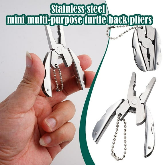 SSKFHGI Stainless Steel Primary Color Stainless Steel Mini Multi-Function Turtle Back Pliers Outdoor Combination Multi-Purpose Tool Folding Pliers Camping Survival Mini Gift