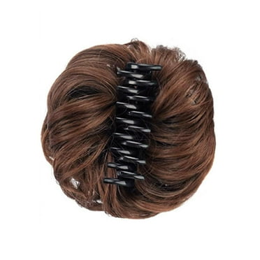 SSKFHGI Synthetic Messy Bun Claw Clip in Hair Piece Wavy Curly Hair Bun Ponytail