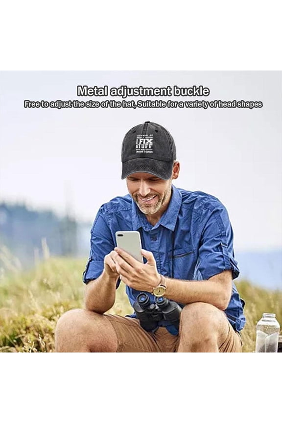 SSKFHGI Thats Whats I Do I Fix Stuff and I Know Things Baseball Caps for Men Adjustable Strapback Hats Distressed Dad Hats for Men Graphic Washed Denim Strapback Cap Hat