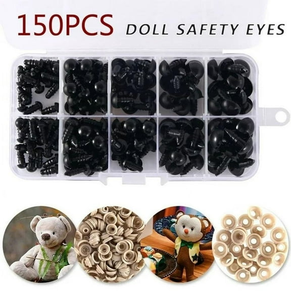 SSKFHGI Toy Eyes 6mm12mm Black Plastic Safety Eyes DIY Craft Amigurumi K Zaq