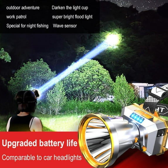 SSKFHGI Tp90 White Light (Full Set In Color Box) Led Headlamp Head-Mounted Strong Light Rechargeable Super Bright Night Fishing Outdoor Construction Site Burst Bright Long-Range Mining Lamp