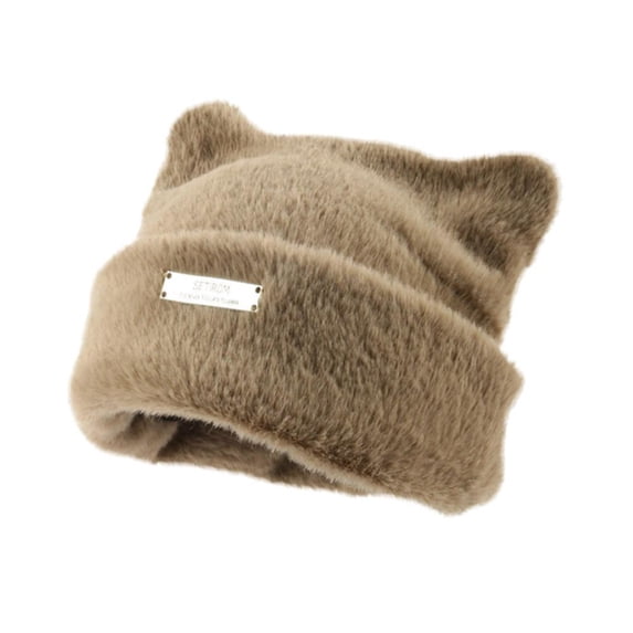 SSKFHGI Warm Cat Ear Beanies Soft Warm Hat Cute Plush Hat Women