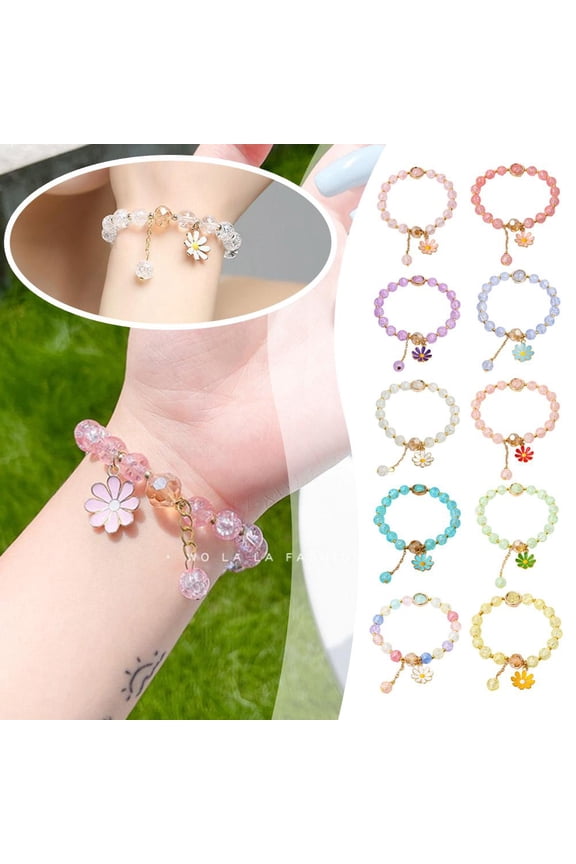 White (A Small Daisy Bracelet) Flower Bracelet Ins Niche Design Burst Flower Crystal Bracelet Korean Girls Cold Style Personality Girlfriends Couple Jewelry