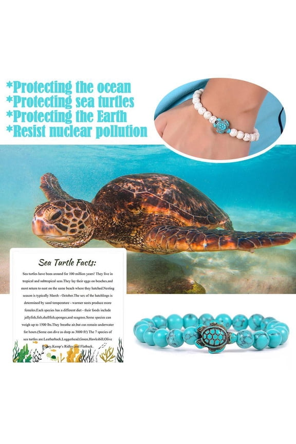 SSKFHGI White Turquoise Turtle Protection Bracelet Energy Turtle Card Bracelet