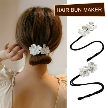 SSKFHGI Women Flower Pearl Hairpin Bun Maker Twist Headbands Hair US Lazy